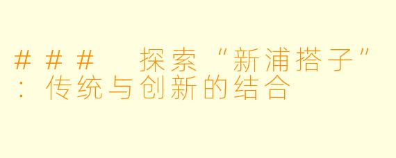 ### 探索“新浦搭子”:传统与创新的结合