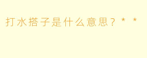 打水搭子是什么意思？**