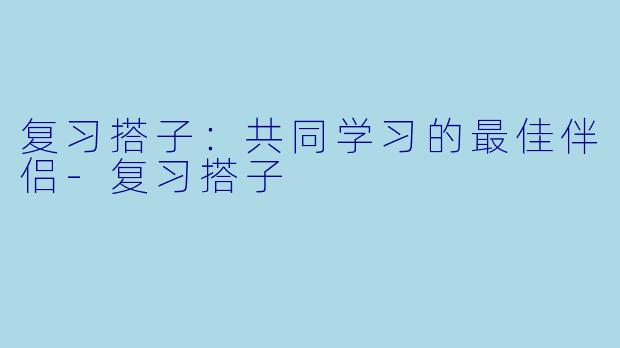 复习搭子：共同学习的最佳伴侣-复习搭子