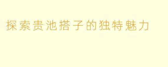 探索贵池搭子的独特魅力