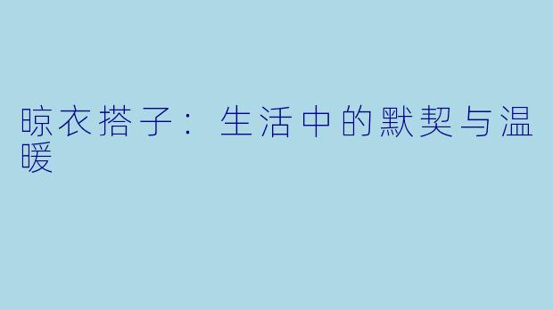 晾衣搭子:生活中的默契与温暖