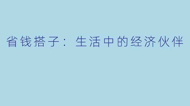 省钱搭子：生活中的经济伙伴
