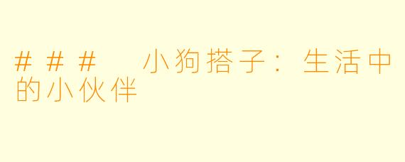 ### 小狗搭子:生活中的小伙伴
