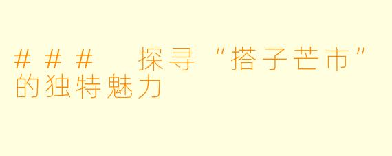 ### 探寻“搭子芒市”的独特魅力