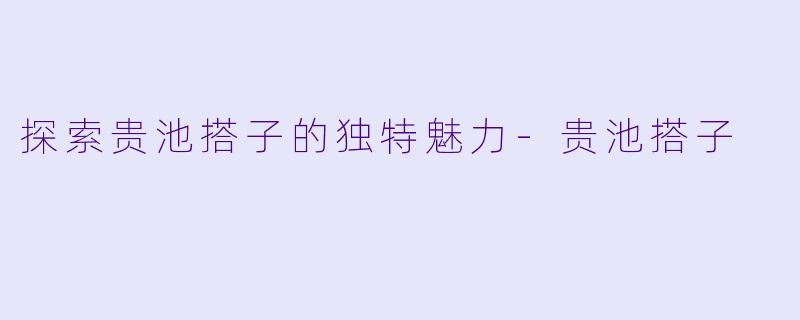 探索贵池搭子的独特魅力-贵池搭子