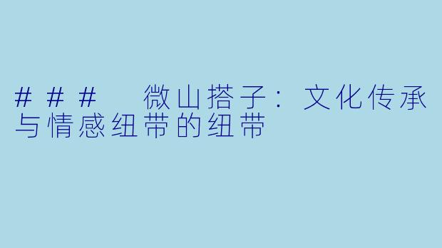 ### 微山搭子:文化传承与情感纽带的纽带