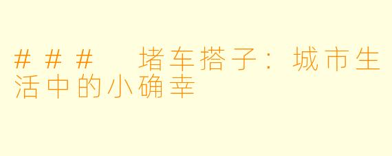 ### 堵车搭子：城市生活中的小确幸