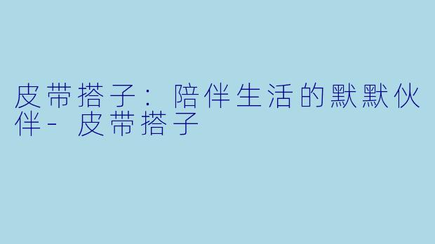皮带搭子：陪伴生活的默默伙伴-皮带搭子