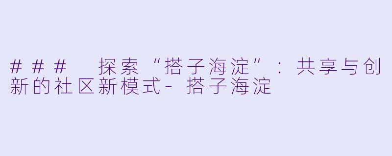 ### 探索“搭子海淀”：共享与创新的社区新模式-搭子海淀