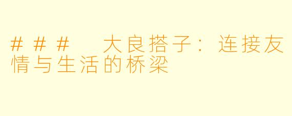 ### 大良搭子:连接友情与生活的桥梁