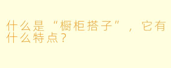 什么是“橱柜搭子”,它有什么特点?