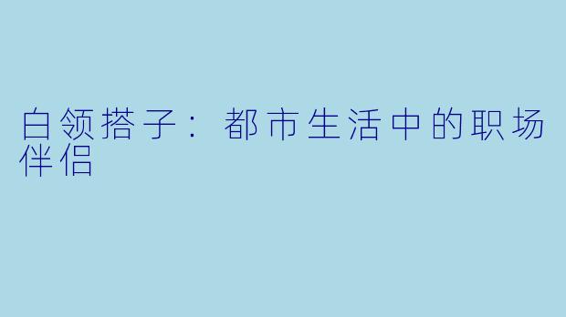 白领搭子：都市生活中的职场伴侣