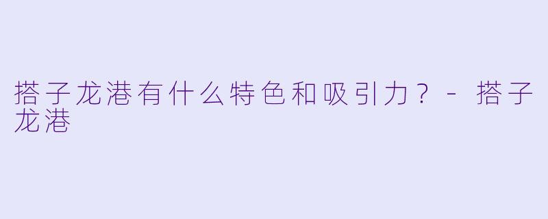 搭子龙港有什么特色和吸引力？