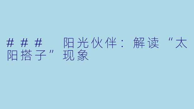 ### 阳光伙伴：解读“太阳搭子”现象
