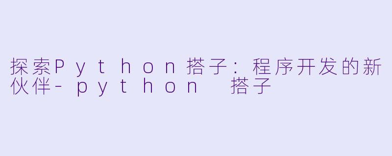 探索Python搭子:程序开发的新伙伴