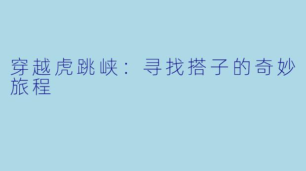 穿越虎跳峡：寻找搭子的奇妙旅程