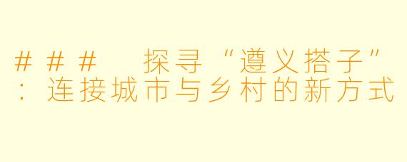 ### 探寻“遵义搭子”:连接城市与乡村的新方式