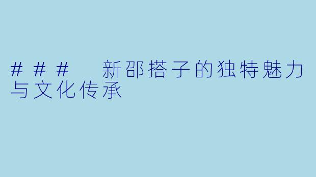 ### 新邵搭子的独特魅力与文化传承