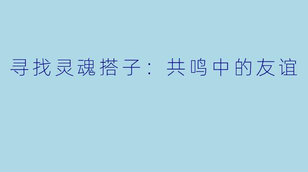寻找灵魂搭子:共鸣中的友谊