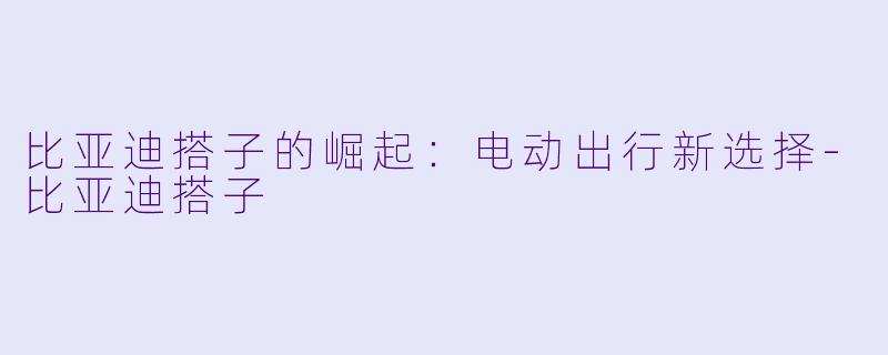 比亚迪搭子的崛起：电动出行新选择-比亚迪搭子