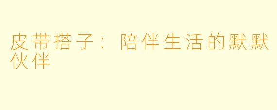 皮带搭子：陪伴生活的默默伙伴