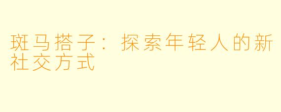 斑马搭子:探索年轻人的新社交方式