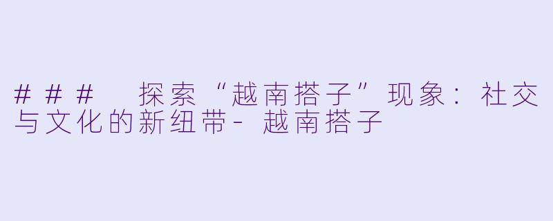 ### 探索“越南搭子”现象：社交与文化的新纽带-越南搭子