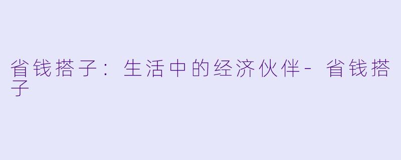 省钱搭子：生活中的经济伙伴-省钱搭子