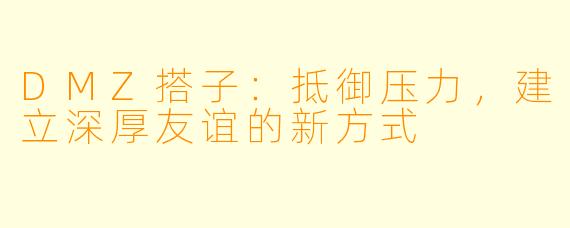 DMZ搭子：抵御压力，建立深厚友谊的新方式