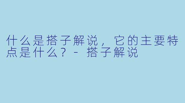 什么是搭子解说,它的主要特点是什么?
