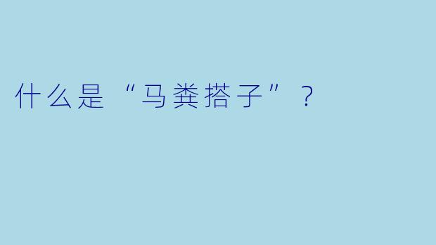 什么是“马粪搭子”？  