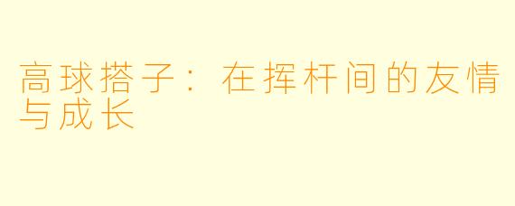 高球搭子:在挥杆间的友情与成长