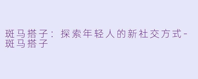 斑马搭子：探索年轻人的新社交方式-斑马搭子