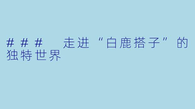 ### 走进“白鹿搭子”的独特世界