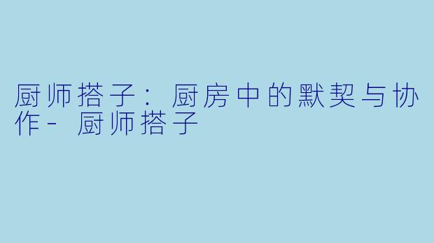 厨师搭子：厨房中的默契与协作-厨师搭子