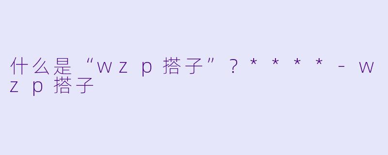 什么是“wzp搭子”？****-wzp搭子