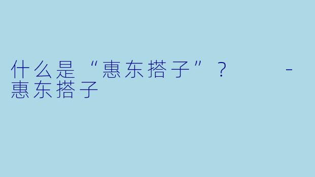 什么是“惠东搭子”?