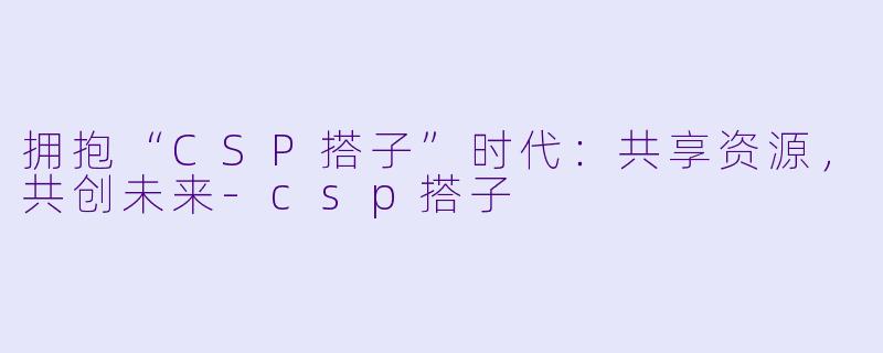 拥抱“CSP搭子”时代：共享资源，共创未来-csp搭子