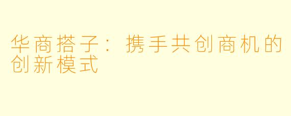 华商搭子：携手共创商机的创新模式