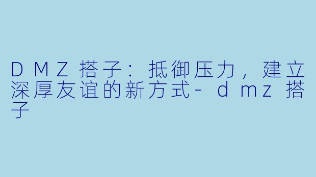 DMZ搭子：抵御压力，建立深厚友谊的新方式-dmz搭子