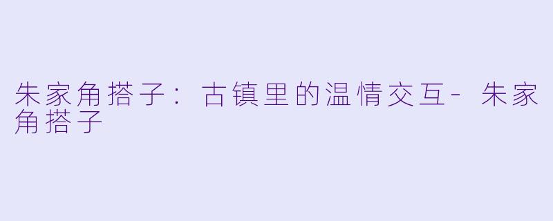 朱家角搭子：古镇里的温情交互-朱家角搭子