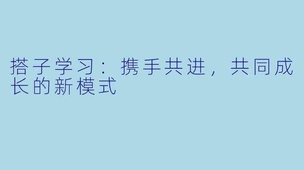 搭子学习：携手共进，共同成长的新模式