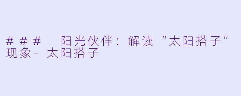 ### 阳光伙伴：解读“太阳搭子”现象-太阳搭子