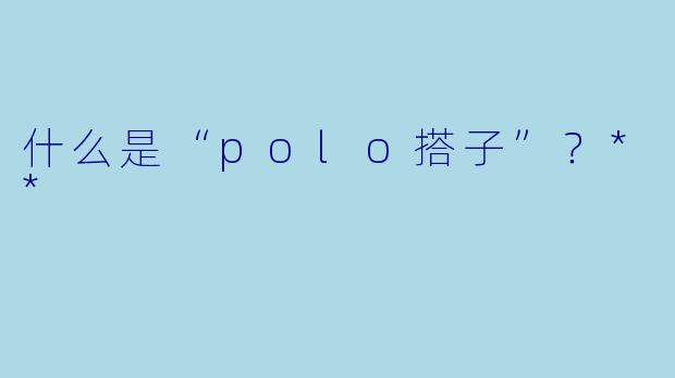 什么是“polo搭子”？**