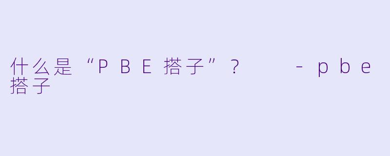 什么是“PBE搭子”?