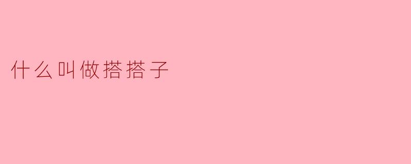 什么叫做搭搭子？****