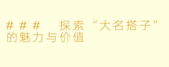 ### 探索“大名搭子”的魅力与价值
