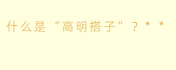 什么是“高明搭子”?**