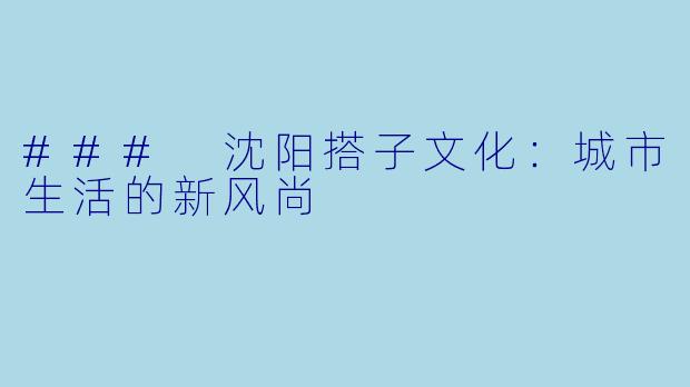 ### 沈阳搭子文化：城市生活的新风尚
