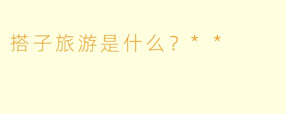 搭子旅游是什么？**  